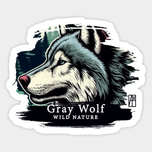 Gray Wolf - WILD NATURE - WOLF -2 Sticker